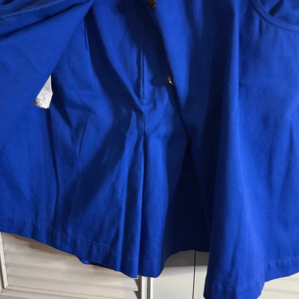 Karen Scott Royal Blue Button Front Skort Women 14 High Waist Cotton Blend Twill